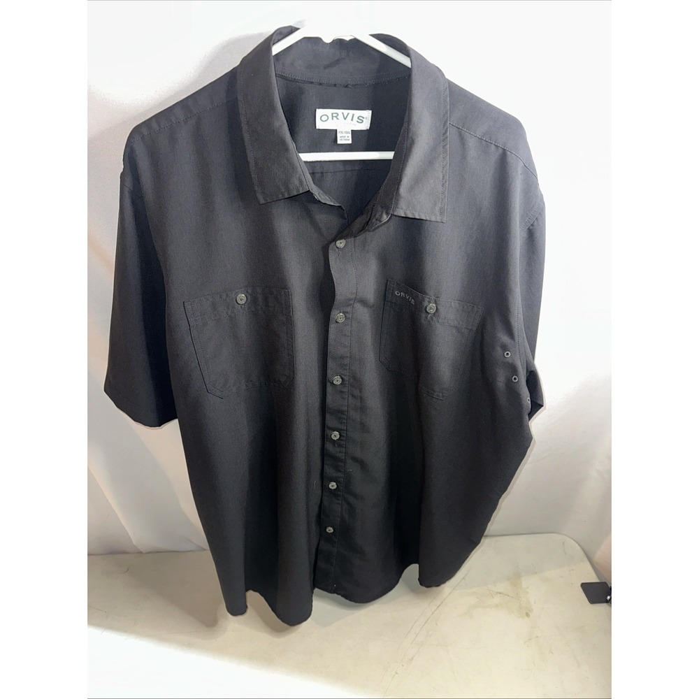 Orvis Men's Short Sleeve Black Shirt Quick-Dry Vented Outdoor Travel Sz XXL